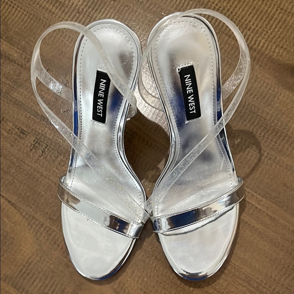 Nine West Silver High Heeled Sandals